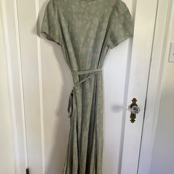 Floral Wrap Dress in Sage Green - Picture 4 of 7
